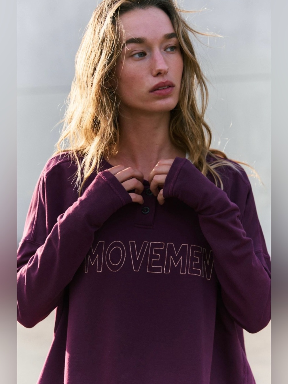 NWT Free People Movement L Now or Never Layer Top in Black Cherry Burgundy Logo - Picture 3 of 8